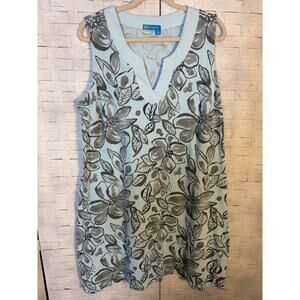 Fresh produce women’s sleeveless dress feminine floral casual coastal plus Sz￼￼